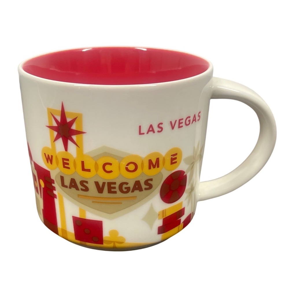 Starbucks You Are Here Collection Las Vegas Mug 14oz White Red Nevada 2013